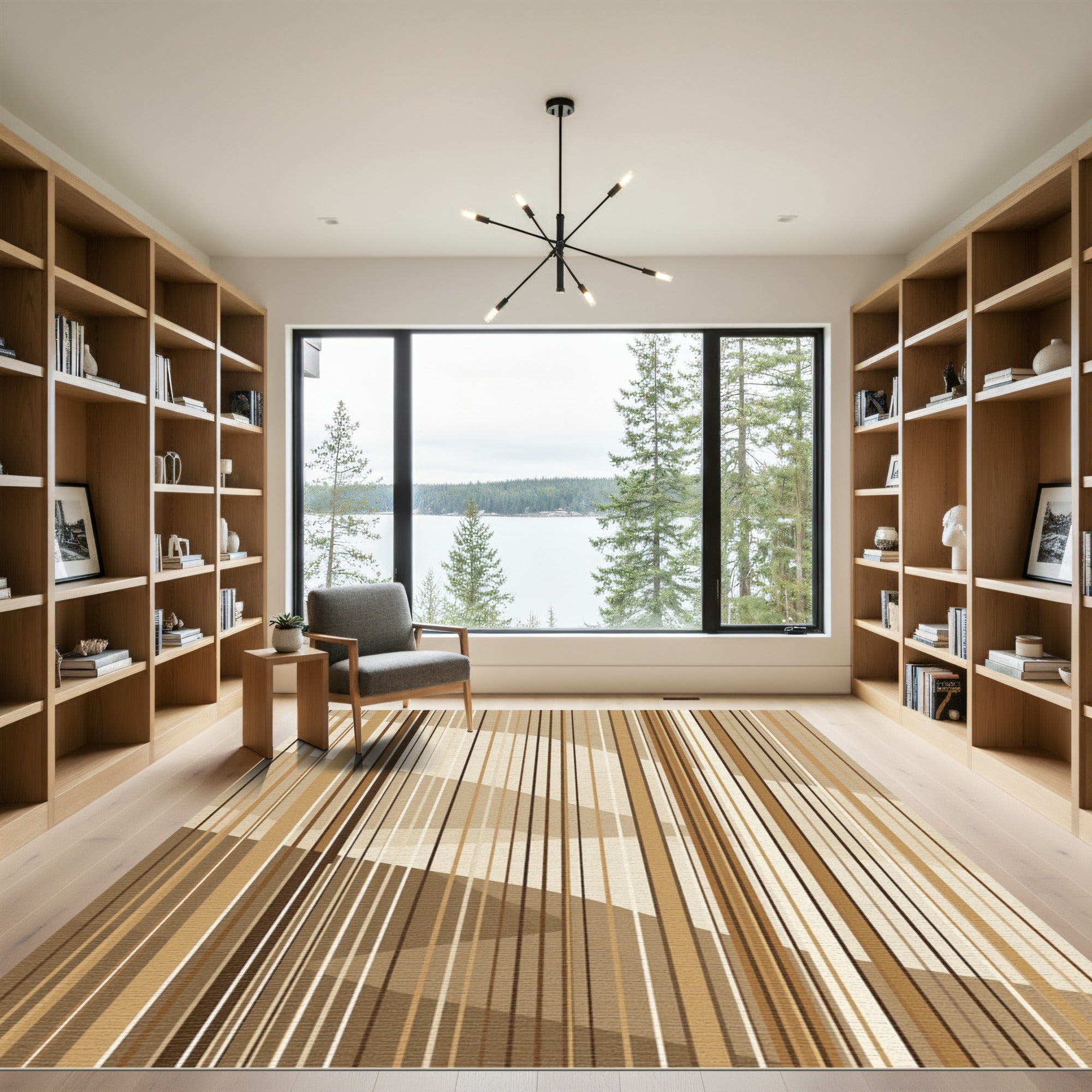 Neutral Tone Vertical Stripe Composition Rug