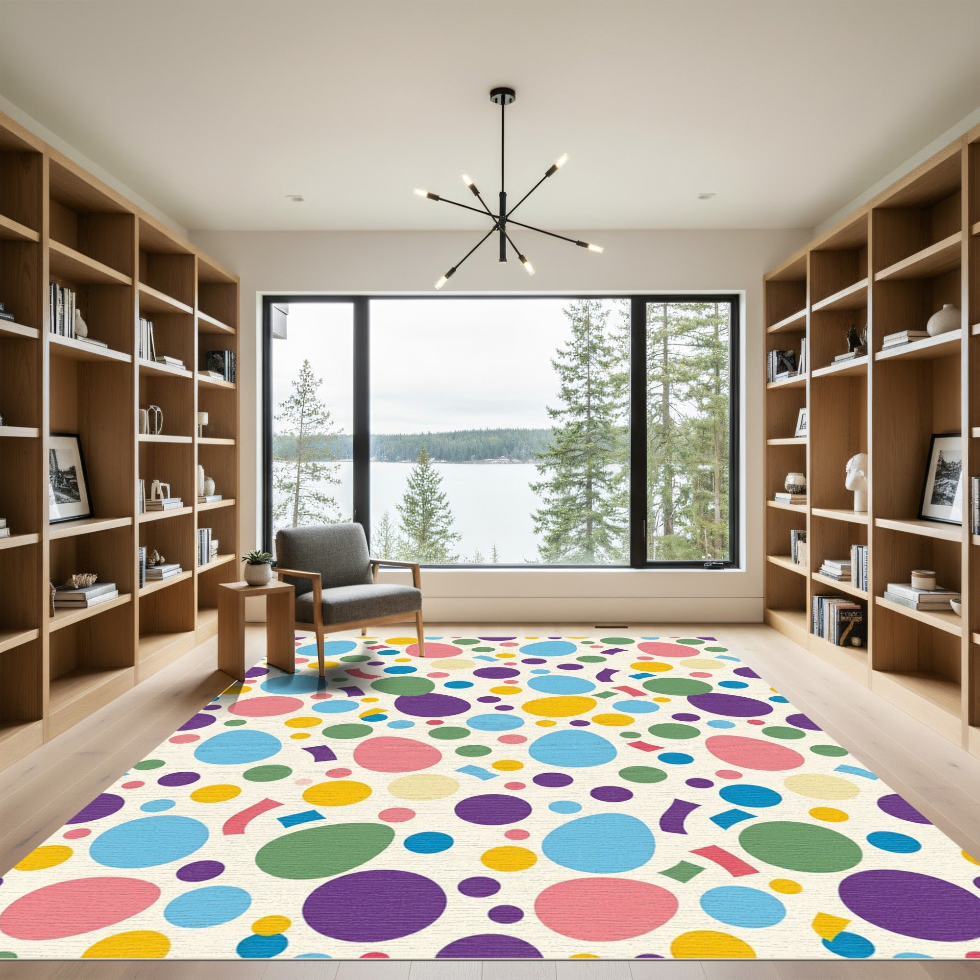 Playful Multicolored Easter Egg Confetti Rug