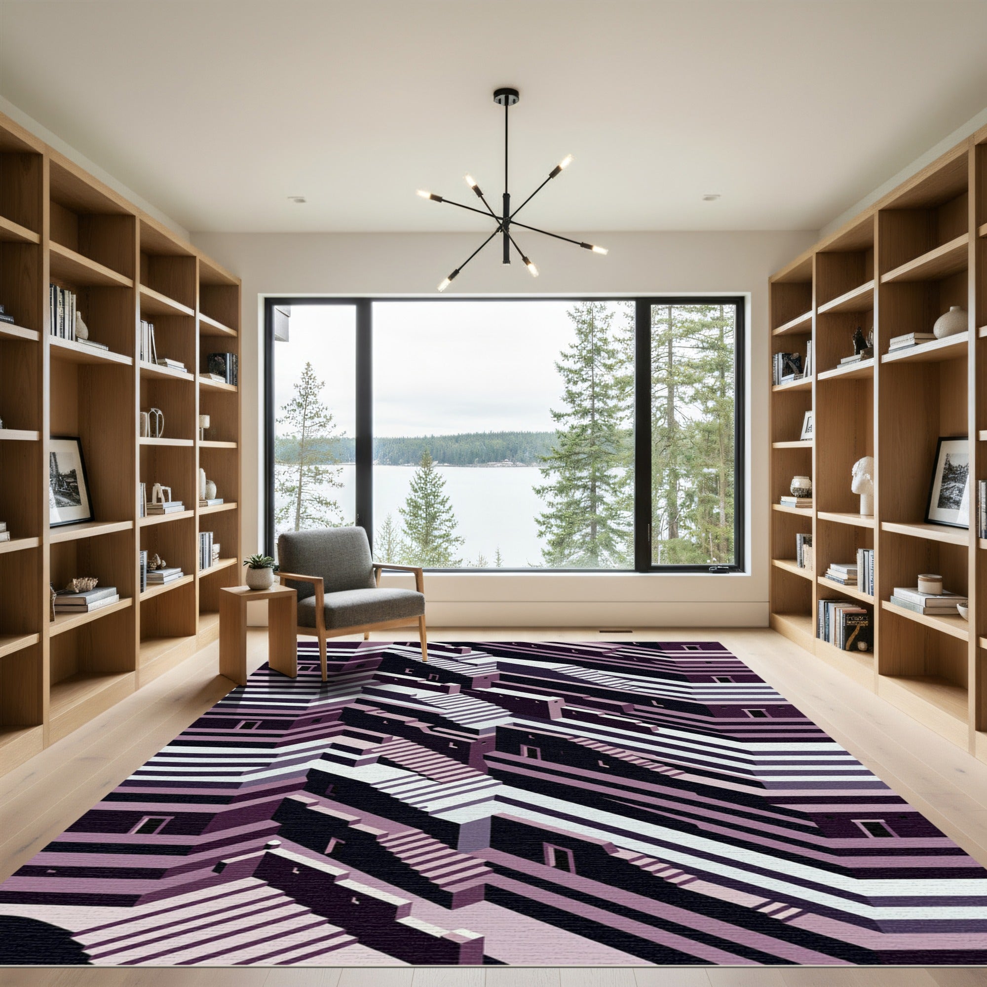 Purple Geometric Optical Illusion Rug