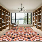 Retro Terracotta Geometric Chevron Area Rug