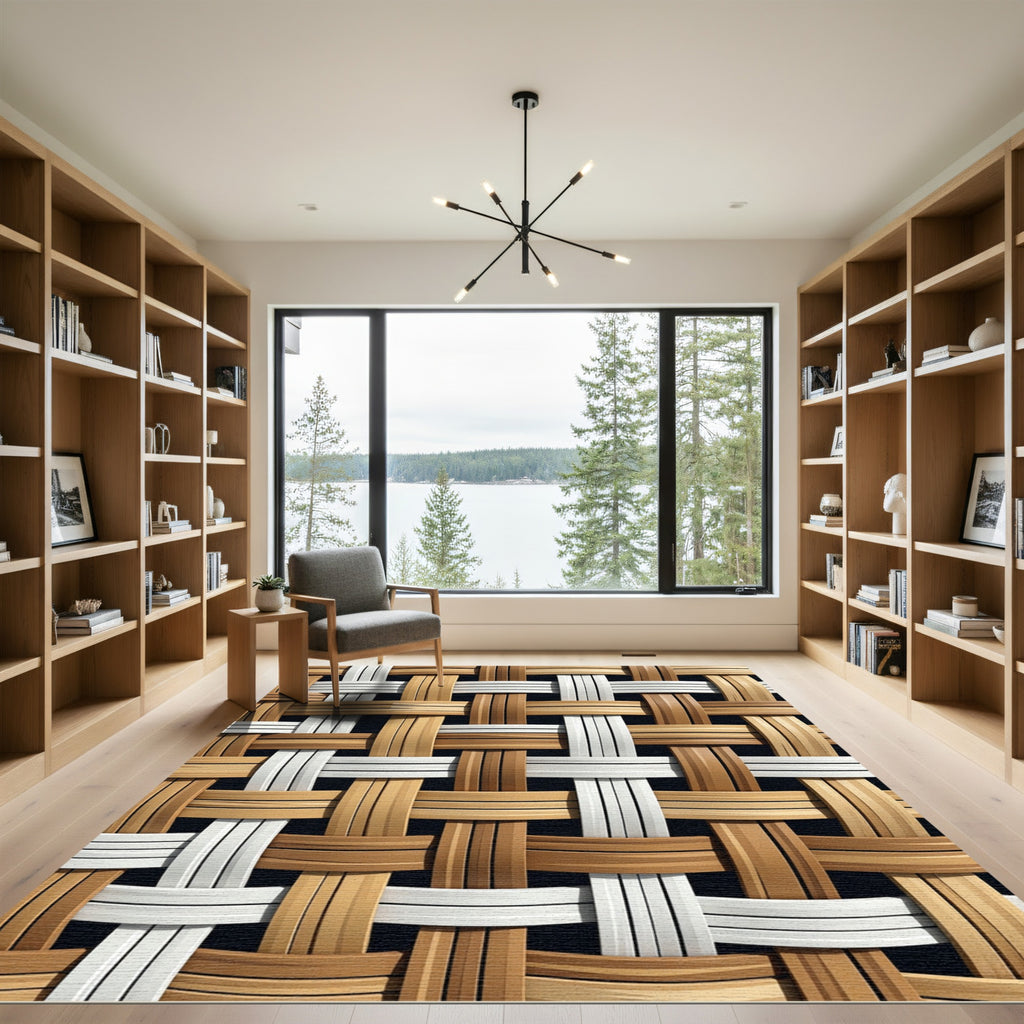 Natural Woven Wood Texture Rug