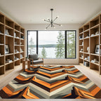 Geometric Orange Abstract Chevron Rug