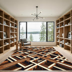 Abstract Terracotta Geometric Isometric Maze Rug