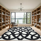 Elegant Black Intertwined Charcoal Scroll Rug