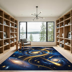 Celestial Gold Spiral Galaxy Art Rug