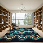 Luminous Neon Wave Oscillating Soundscape Rug