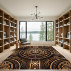 Bronze Ornamental Mandala Folk Cabin Rug