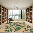 Earthy Sage Botanical Fern Sprig Rug