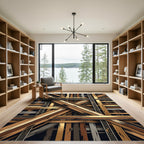 Intersecting Wood Grain Bands Rug
