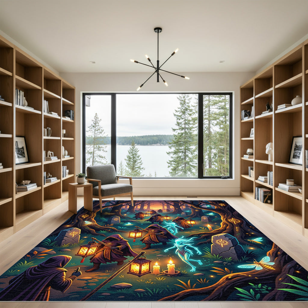 Ethereal Forest Lantern Spirit Journey Rug