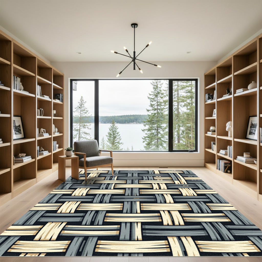 Textured Weave Beige Gray Pattern Rug