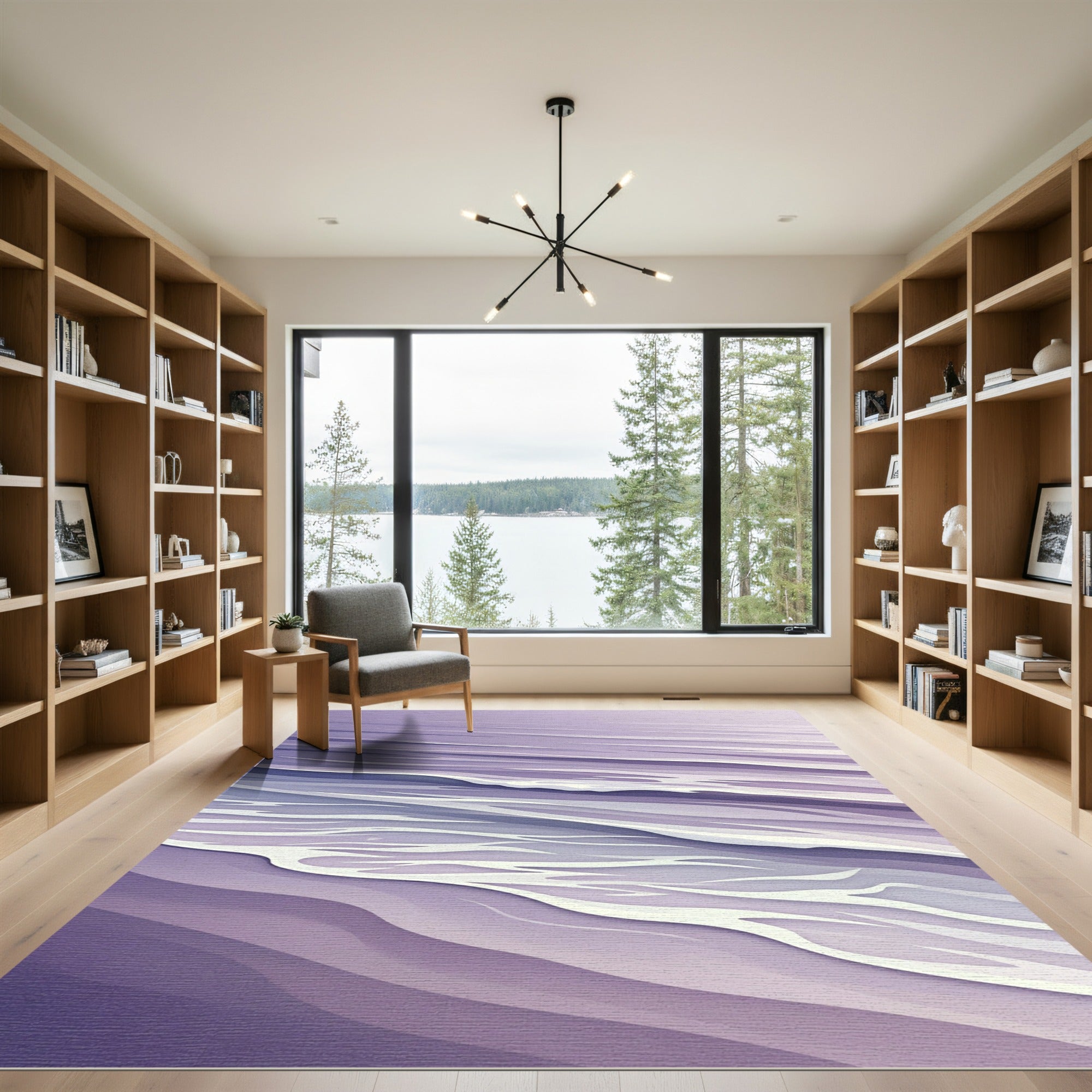 Abstract Lavender Ocean Wave Rug