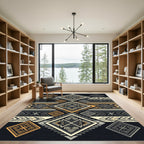 Geometric Golden Grey Aztec Diamond Rug