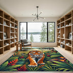 Vibrant Tropical Tiger Jungle Landscape Rug