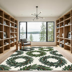 Green Laurel Wreath Repeating Pattern Rug