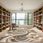 Swirling Marble Gold Cloud Abstract Rug
