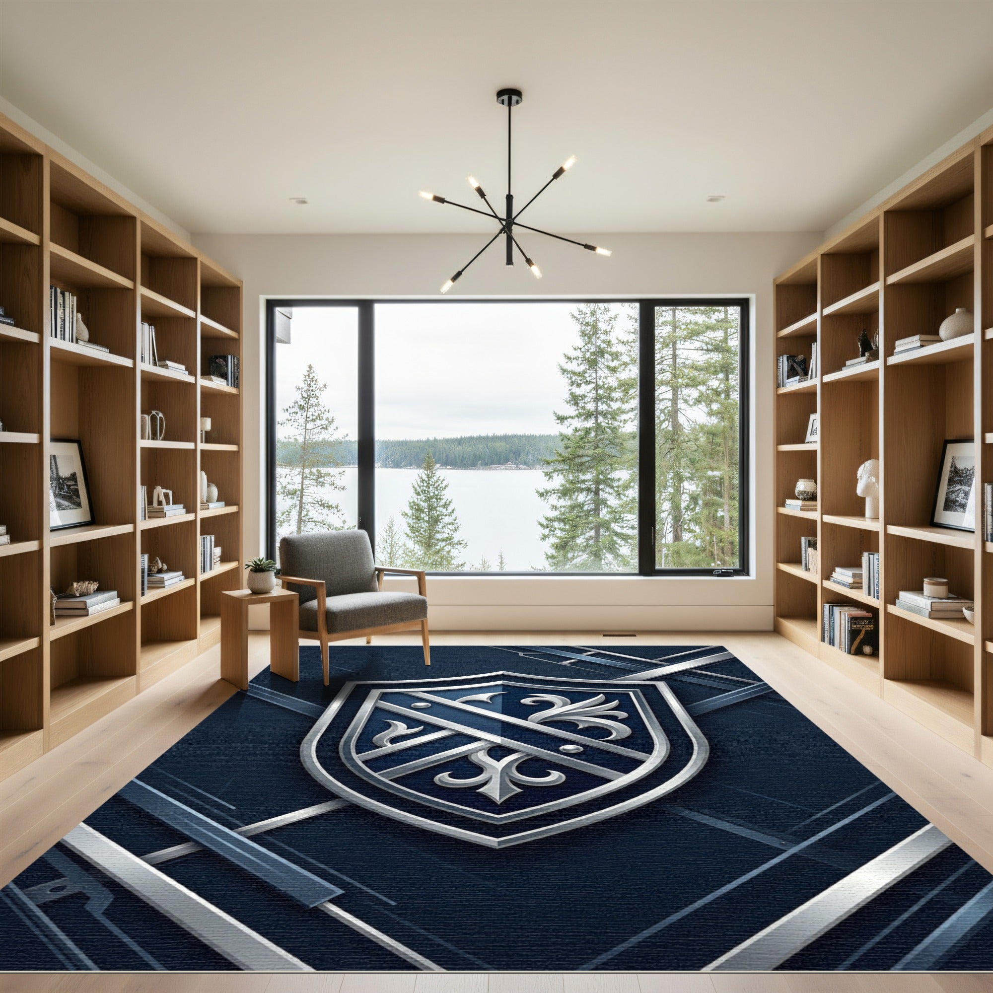 Modern Royal Navy Silver Heraldic Shield Rug