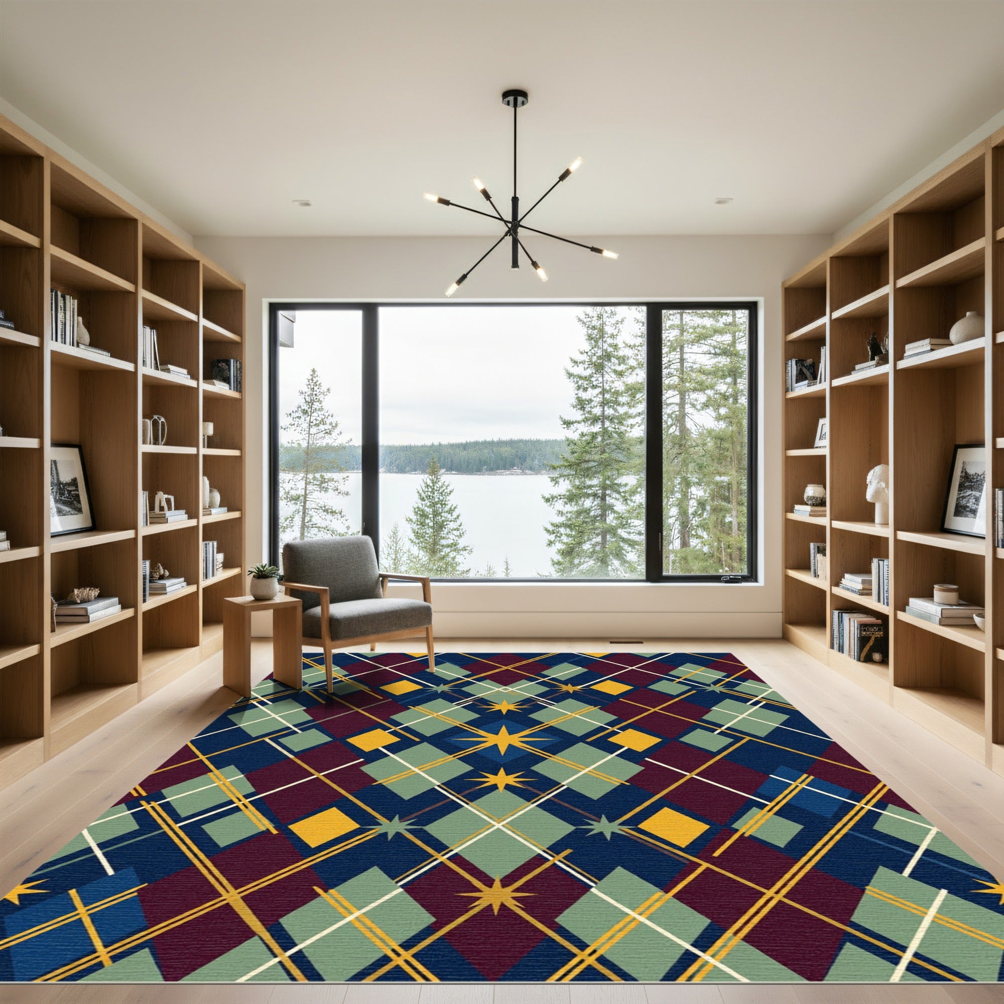 Geometric Argyle Navy Starry Area Rug