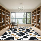 Playful Golden Paw Black Blob Art Rug