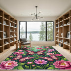 Pink Butterfly Garden Floral Collage Rug