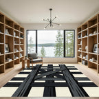 Dark Gray Wooden Cross Hatch Rug