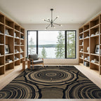 Brown Wood Grain Circles Rug