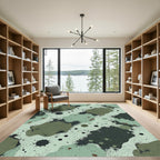 Earthy Green Splatter Organic Forms Rug