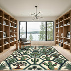 Sage Green Geometric Desert Cactus Tile Rug