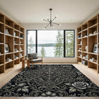 Silver Rose Scrollwork Vintage Medallion Rug