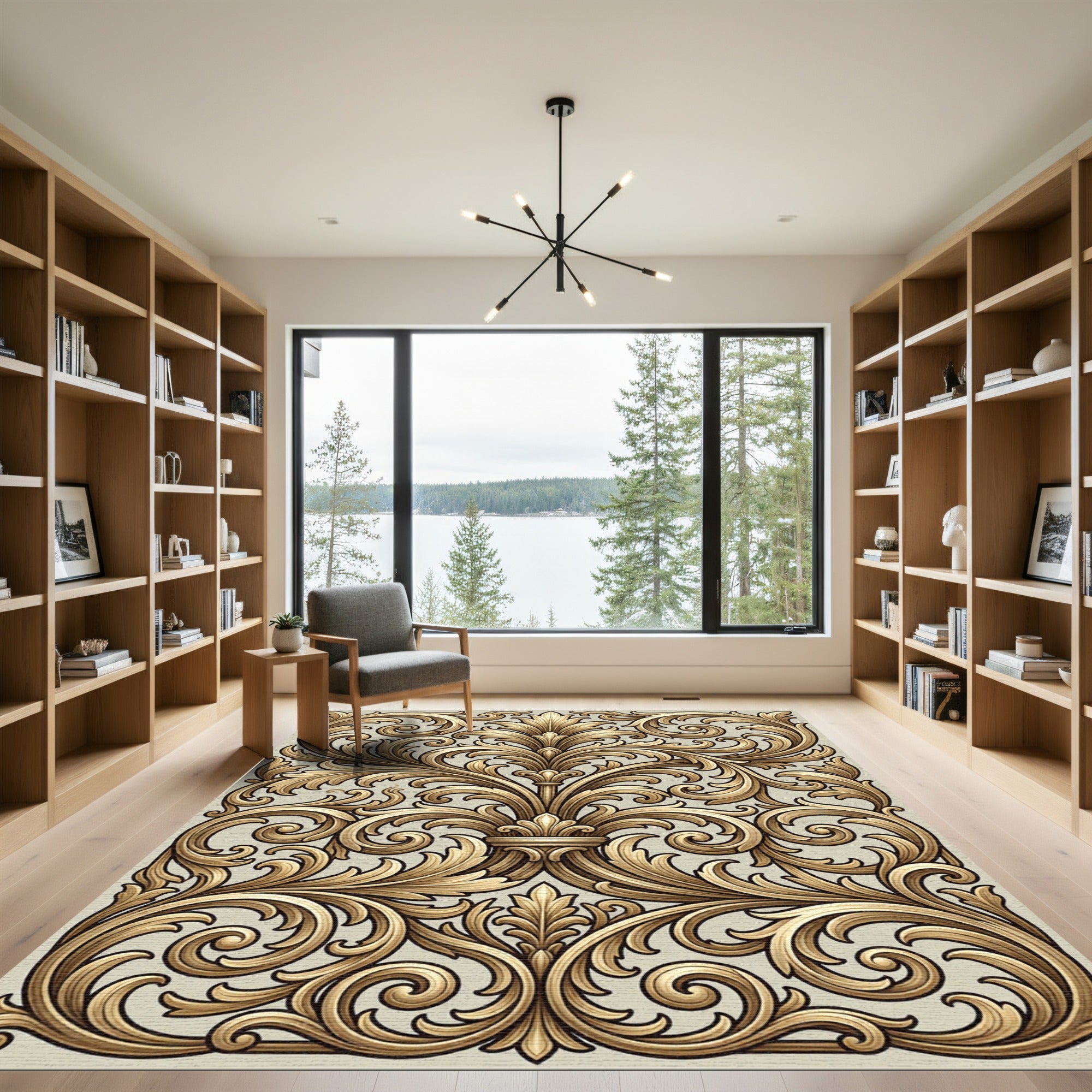 Ornate Gold Accanthus Scroll Rug