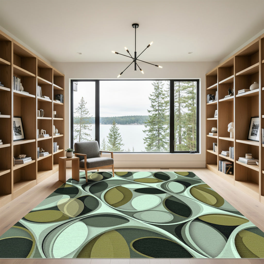 Shaded Sage Oval Interlocking Weave Rug