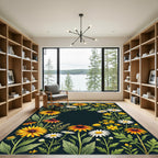 Wildflower Meadow Gold and White Botanical Rug