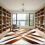 Modern Burnt Orange Abstract Diagonal Stripe Rug