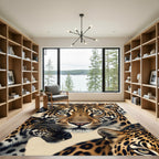 Golden Leopard Spotted Realistic Portrait Rug