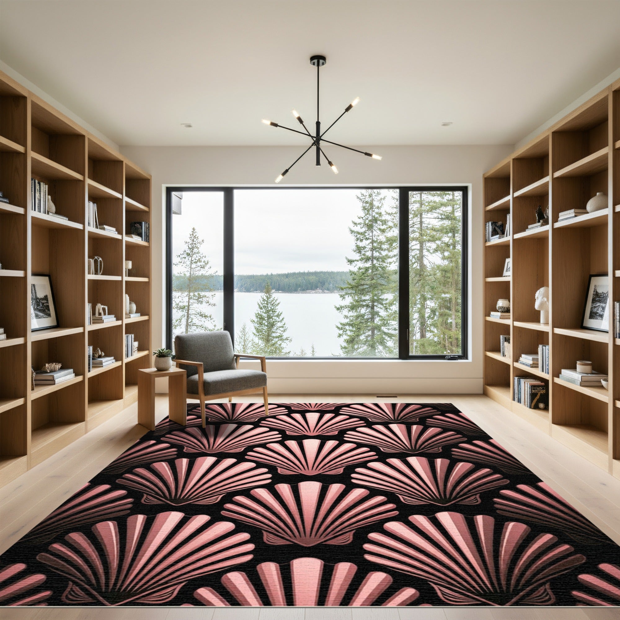 Art Deco Rose Gold Scallop Shell Rug