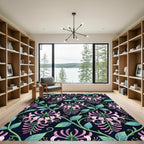 Pink Honeysuckle Floral Swirl Fabric Rug