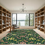 Dark Forest Botanical Meadow Floral Rug