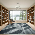 Dramatic Gray Splattered Diagonal Stripes Rug