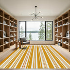 Golden Mustard and White Vertical Stripes Rug