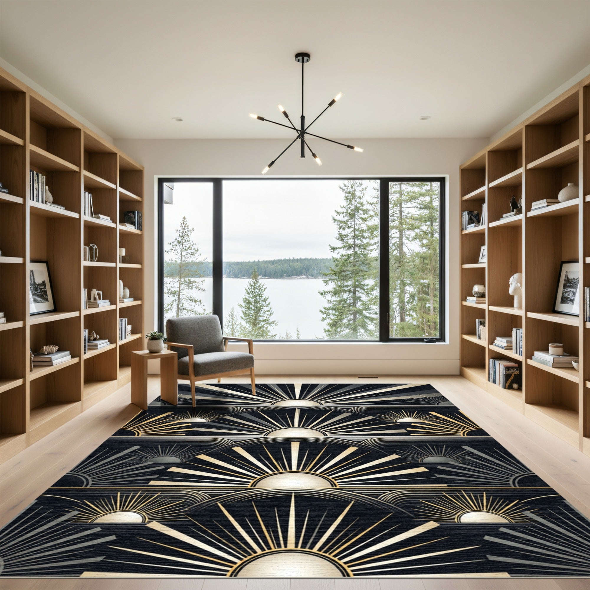 Art Deco Sunburst Geometric Luxury Rug