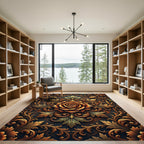 Gilded Bronze Rose Floral Scrollwork Rug