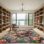 Vibrant Pink Hydrangea Lilac Garden Bouquet Rug