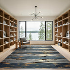 Weathered Navy and White Planks Rug