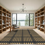 Rustic Tan Grid Lines Rug