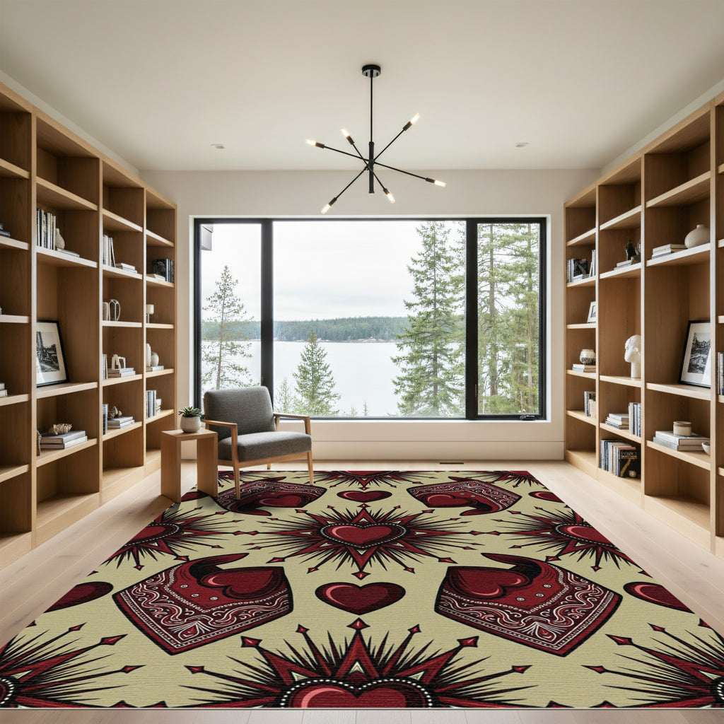 Crimson Heart Bandanas Bursting Graphic Rug