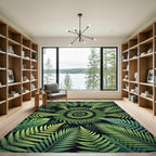 Lush Green Tropical Spiral Fern Rug