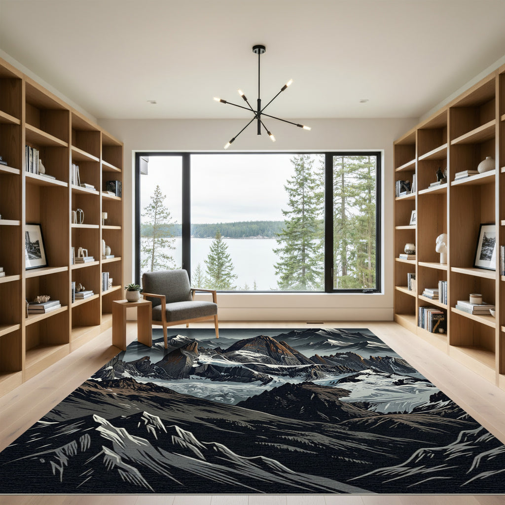 Dramatic Dark Mountain Range Vista Rug