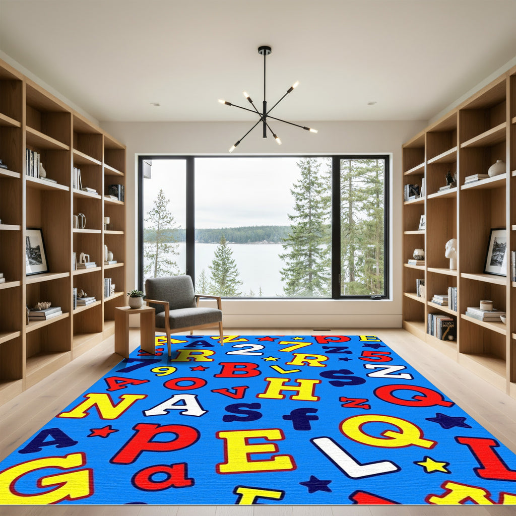 Alphabet Stars Colorful Bold Background Rug