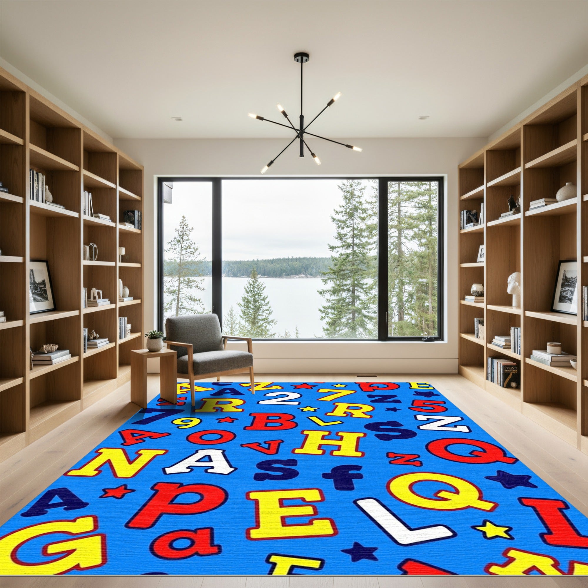 Alphabet Stars Colorful Bold Background Rug