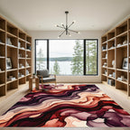 Fluid Crimson and Burgundy Abstract Swirl Rug
